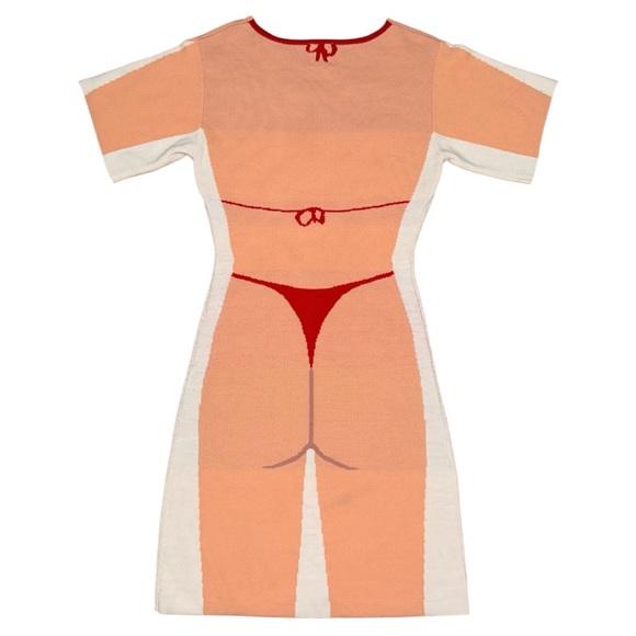 THE FASHION BRAND COMPANY Penelope Gazin Red Bikini Body Knit CoverUp Midi Dress - Picture 2 of 5